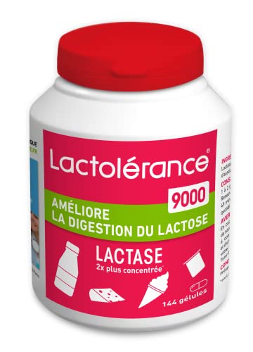 Lactolérance 9000 I 144 gélules de Lactase I Traite l'intolérance au lactose sévère | Améliore la digestion du lactose | Format économique | Prise à la demande - Protection 1h | Sans additif Cover