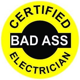 3pcs Certified Bad Ass Electrician Funny Hard Hat/Helmet Stickers