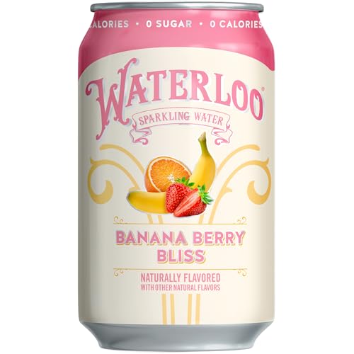 Image of Waterloo Sparkling Water, Banana Berry Bliss, 12 Fl Oz Cans (Pack of 12) | Naturally Flavored, Zero Calories and Zero Sugar or Sweeteners