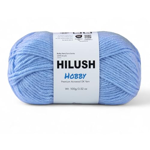 Image of Hobby,Wool Yarn dk Acrylic Hand Knitting Yarn Ball (100g /1 Ball),Suitable for Craft amigurumi Shade 001 (Sky Blue)