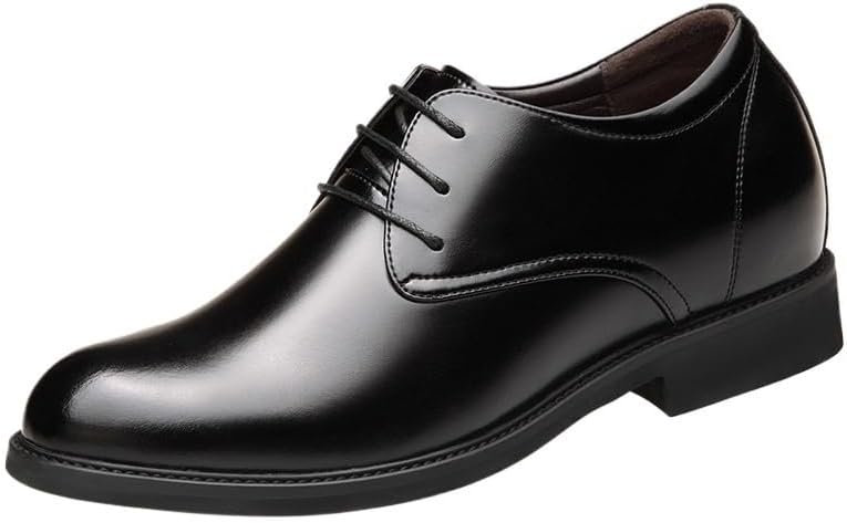 Dress Shoes for Men Lace Up Round Toe Faux Leather Solid Color Derby Shoes Low Top Anti-Slip Slip Resistant Business