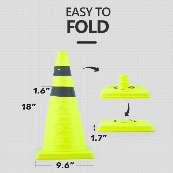 Image of BATTIFE 2 Pack 28 Inch Collapsible Traffic Cones, Lime Green Safety Cones