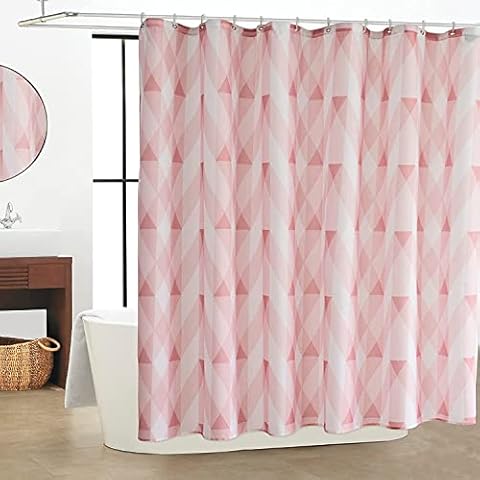 WestWeir Geometric Fabric Shower Curtain - Blush Pink Waterproof for Bathroom Size 72 inches x 72 inches Cover