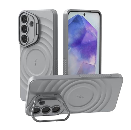 Image of LuxuryKase Shockproof Case for Samsung Galaxy S26 | Ripple Pattern | Camera Protection | Inner Velvet Fabric Lining | Protective Cover with Enhanced Grip & Wireless Charging Support - Grey