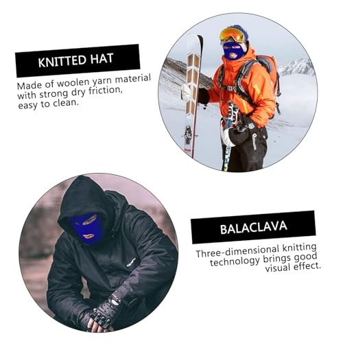 Balaclava cálida para hombres y mujeres, cubreboca tejido para exteriores, protector de cuello resistente al viento, diseño de lana azul miniatura 6