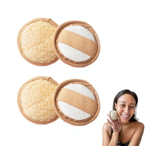 LoofahCrafts – Esponjas exfoliantes faciales naturales egipcias (4 uds) – Almohadillas luffa para cara, limpieza facial suave, cuidado de la piel, exfoliación efectiva