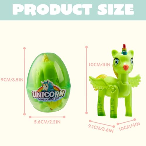 JOYIN 8 Pack Pre Filled Easter Egg with Unicorn Deformation Toys 3.5" 8.9 cm, Easter Party Favor for Girls Toddlers Kids Easter Egg Hunt, Basket Stuffers Filler, Classroom Prize Supplies - Image 4