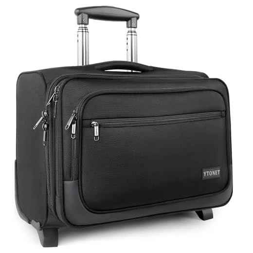Rolling Laptop Bag, 17 Inch Rolling Briefcase for Men Women, Water Resistant Roller Bag with Wheels and USB Charging Port for Business Travel Work, Black
