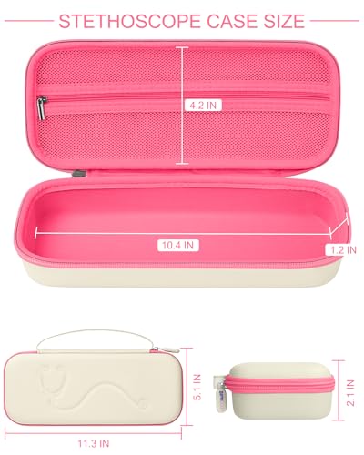 Image of Stethoscope Case for 3M Littmann Classic III &Lightweight II S.E,White-Pink