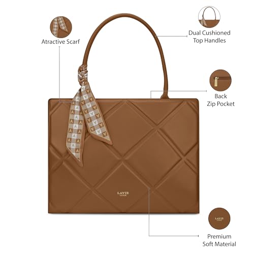 Image of Lavie Luxe Women's Quare25 Medium Debossed Satchel Handbag for Women | Satchel Bag for Work | Ladies purse | Stylish Shoulder Bag | Gift for Women