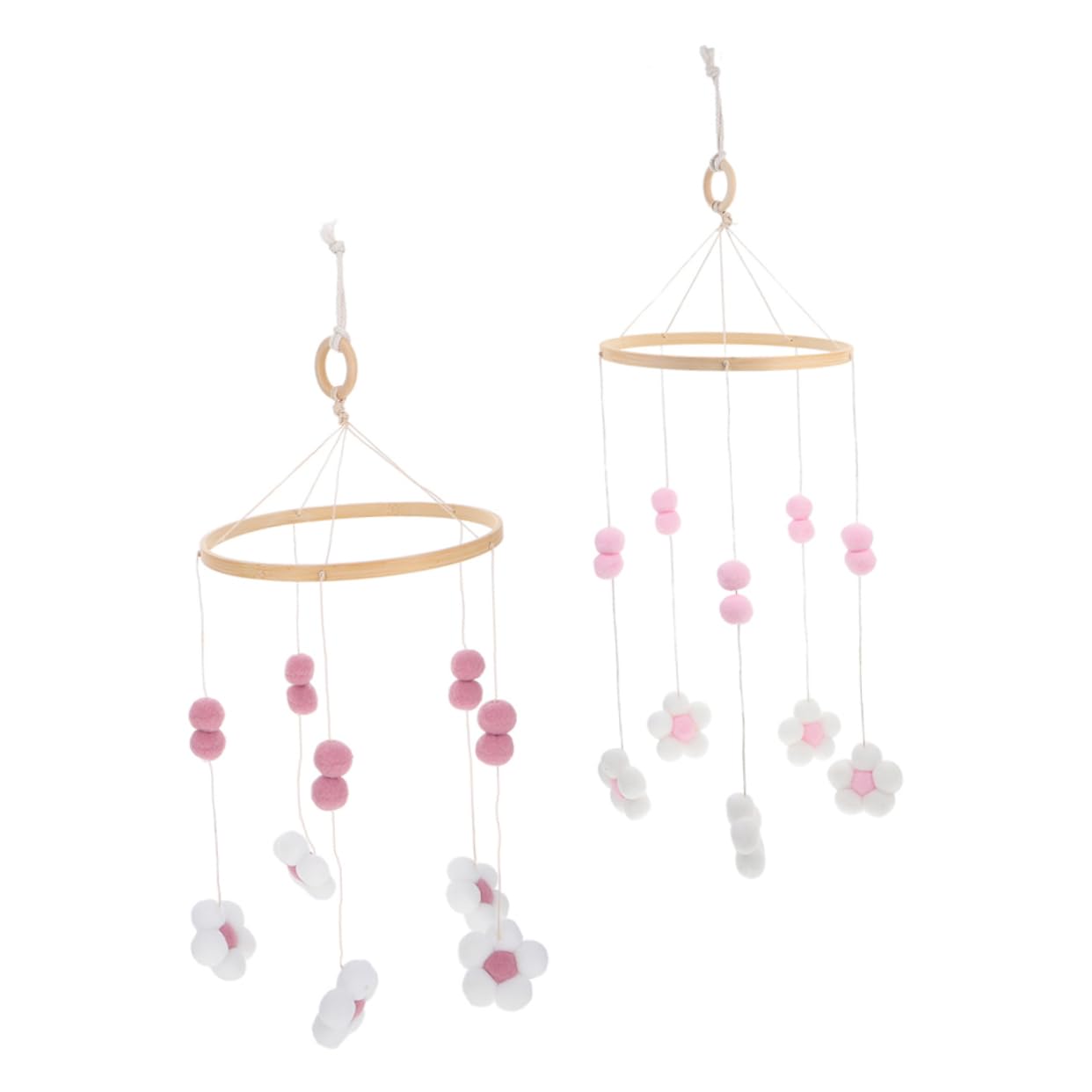 Totority Cute Baby Girl Nursery Decor 2 Pack Flower Wind Chime Mobile Handmade Boho Crib Accessory