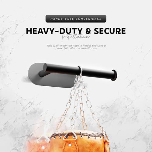 Image of MIORAH Self Adhesive Aluminum Hand Towel Holder in Bathroom | Wall Mounted Towel Hanger for Wash Basin & Bathroom Towel Hanger for Wall | Bathroom Organiser Without Drill Black