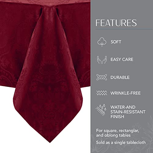 Elrene Home Fashions Caiden Elegance Damask Fabric Tablecloth, 60" X 120" Oblong/Rectangle, Cranberry #TOP2