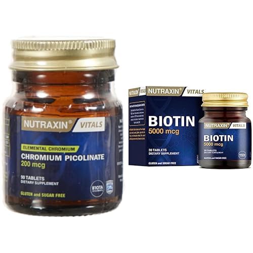 Nutraxin Vitals Chromum Picolinate 200 mcg 90 Tablet Takviye Edici Gıda ve Nutraxin Vitals Biotin 5000 mcg 30 Tablet Takviye Edici Gıda