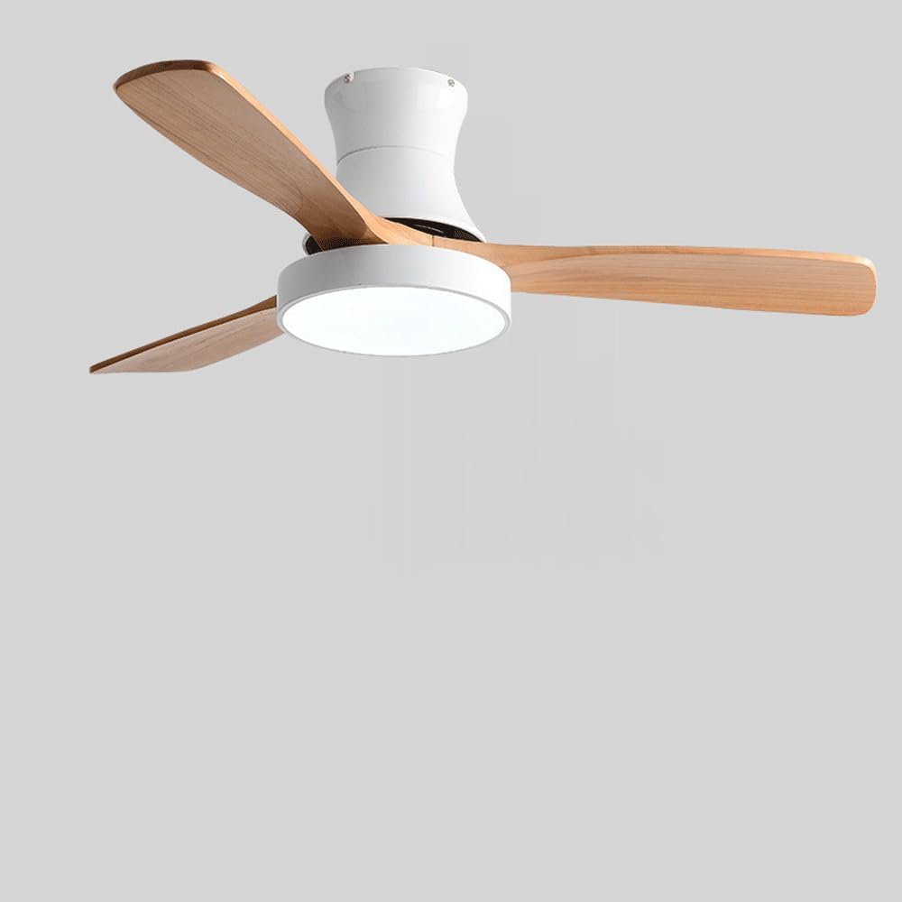 Modern Ceiling Fans With Lights White Ceiling Fan With Dimmable LED Light Reversible Noiseless Simple Ceiling Fan With Light Iron Acrylic Low Profile Ceiling Fan With Light For Patios Kitchen Light
