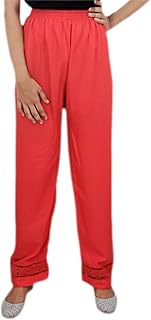 Mas Fashion Women Pure Cotton Solid Casual Trouser Pant - Free Size, Red PLZ2006-Free Pack of 1