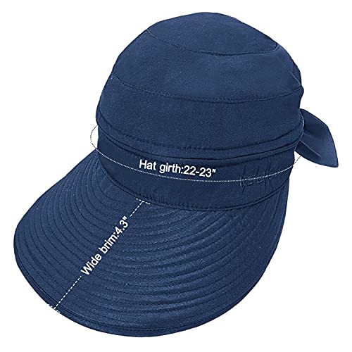 Casual Uv Protection Cap Sun Visor Lightweight 2In1 Visor Wide Brim Summer Golf Sun Hat, Navy #TOP4