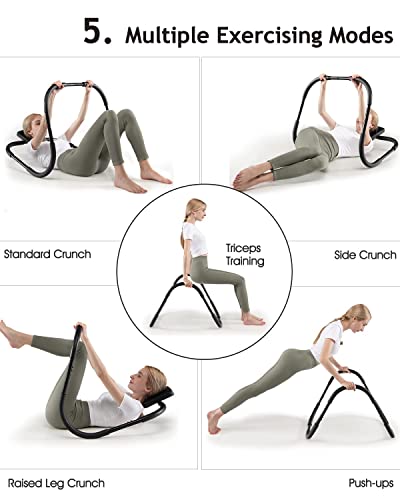 Ab Crunch Machine, Ab Roller for Home, Portable Ab Cruncher Sit Up Exercise Equipment for Core Strength, Sturdy Ab Workout Equipment, Black