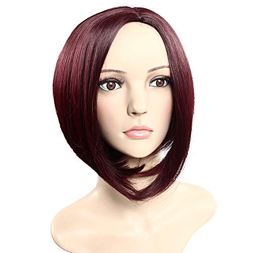 Secretgirl Straight Short Synthetic Hair Red Bob Wigs None Lace Cosplay Wig for Women (99J)