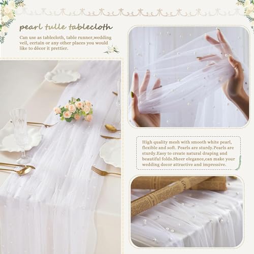 Chemin de table Runne mousseline blanche pour sublimer une nappe simple - 3