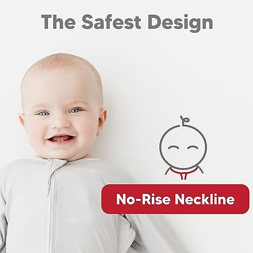 Image of bebon Transition Swaddle - Baby Wearable Blanket - Cozy Sleep Sack, Wrap with 2-Way Zipper - 95% Bamboo Viscose, 5% Spandex (CozyGrey, Medium 6-12 Month)