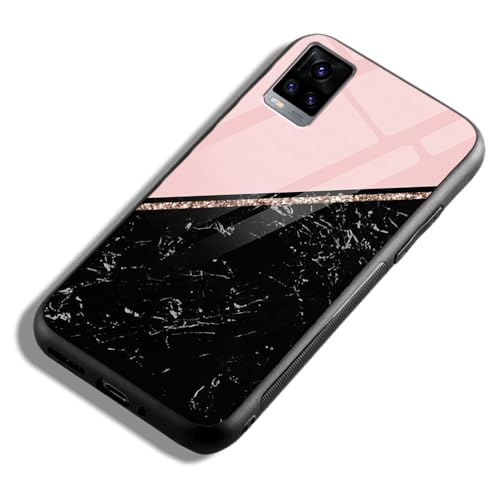 Image of COLORflow Back Cover Compatible with Vivo V20 | Black Marble Pink | Shockproof TPU Bumper Cover with Camera Protection Back Cover Compatible with Vivo V20