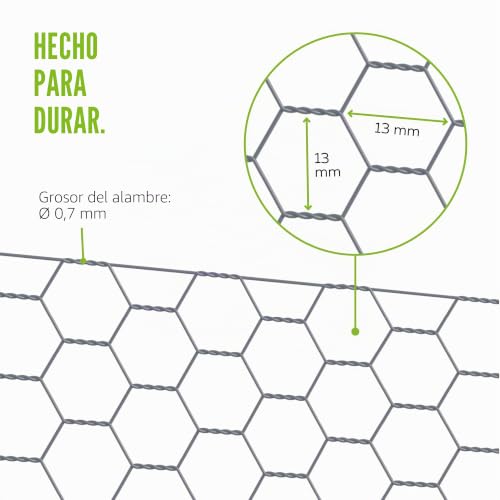Malla hexagonal Alberts 614119 galvanizada con luz de 13x13 mm y largo 25 m 3