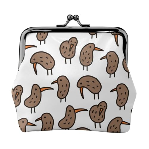 Kiwi Birds Cute print Women's leather kiss lock coin wallet Portable wallet for office and travel