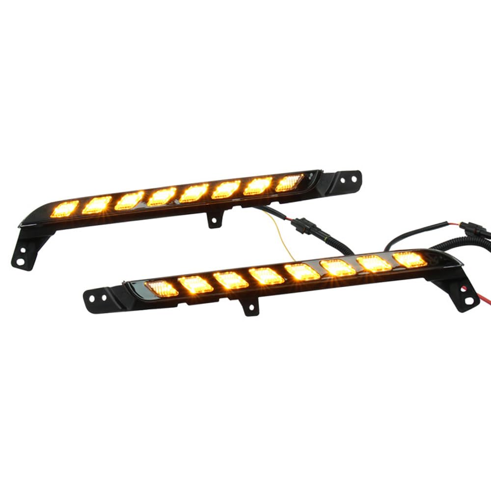 Luces de circulación diurna Riloer, luz LED ámbar + luz blanca, luz de advertencia para automóvil, indicadores de luz de emergencia de 12 V compatibles con Toyota Hilux Revo Rocco 2020-2021