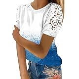 Feature: Damens Sommer -trendige Tops, die mit Crewneck, Spitzenhäkeln kurzärmel, kalte Schulter, loser Passform, fester Farbe, schlichter, dehnbarer loser Bluse, auf der Hüftlänge, sexy und eleganten, geschäftslosen Outfits, böhmischem Stil entworfen wurden. Muss in deinem Schrank haben!