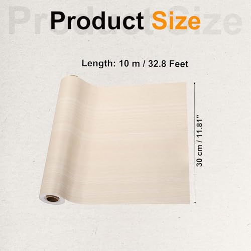 Image of PATIKIL Wood Grain Tape 12 inch x 32 ft, Self-Adhesive Wood Texture Repair Tape Realistic Wooden Effect Patch for Furniture Cabinets Floor Walls, Poplar Wood