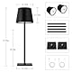 LED Tischlampe, Kabellos Mit Touch, 5200 mAh, 3 Farbtemperaturen, Höhenverstellbar, Nachttischlampe, Leselampe, Campinglampe, Tischleuchte, Akku Lampe, IP54 Wasserdichte Outdoor Lampe, Schwarz.