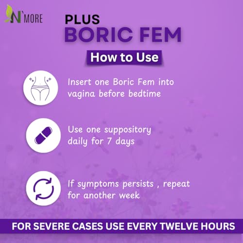 Image of N'More Boric Acid Vaginal Suppositories Plus Aloe Vera & FOS Probiotic Enhancer 800mg /, 30 Count All Natural Made in USA
