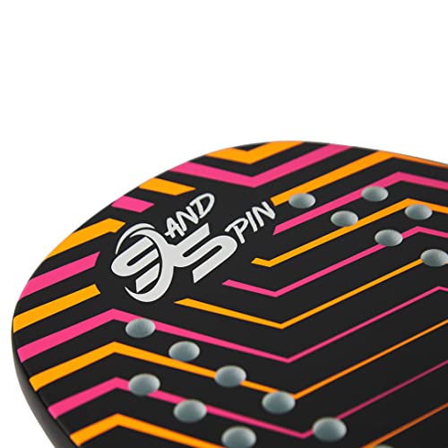 Raquete Beach Tennis Aloha Pink com Raqueteira, Cor Preto com Rosa e Laranja, Modelo Sand Spin, Gaya