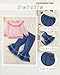 SODLON 4T Girls Clothes 5T Girl Outfits Winter Peter Pan Collar Pink Stripe Sweatshirt Bell Bottom Denim Pants Kids Fall Spring Toddler Jeans Clothing Fashion Little Girl Size 4 5 Year