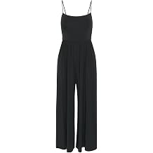 Womens Casual Loose Spaghetti Strap Scoop Neck One Piece Jumpsuit Backless High Waist Wide Leg Rompers