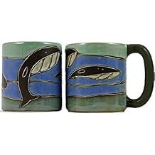 One 1 MARA STONEWARE COLLECTION - 16 Oz Coffee Cup Collectible Dinner Mug - Whale Ocean Blue Design