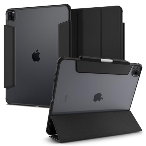 Spigen for iPad Pro 12.9 inch Case M2 6th Generation (2022) / 5th Generation (2021), Ultra Hybrid Pro with Clear Transparent Back and Pencil Holder, Black