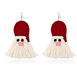 Big Christmas Earrings for Women Handmade Red Orange Long Tassel Earrings Santa Earrings Statement B
