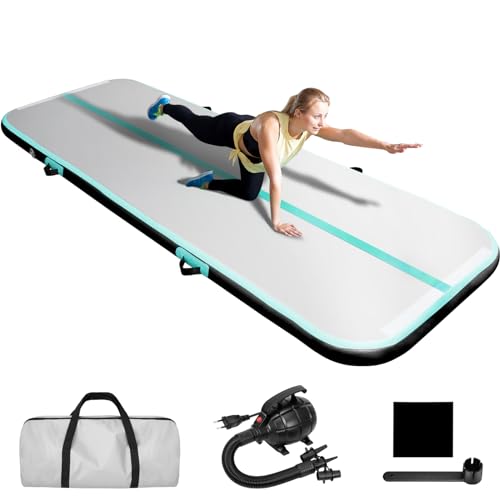 EDOSTORY Inflatable Air Gymnastics Mat 10ft/13ft/16ft/20ft Training Mats 4 inches thick Gymnastics Tracks for Home/Training/Cheerleading/Yoga/Water Sports with 600W Electric Pump Black 13ft