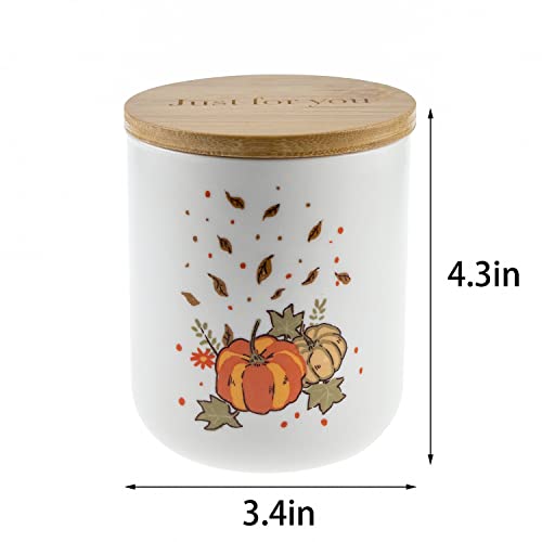 Lihome Hello Fall Candles - Fall Decorations For Home, Fall Gifts Pumpkin, Candles For Home Scented, Handmade Ceramic Jar 11.5Oz Natural Soy Wax (Autumn Morning) #TOP6