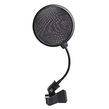 Prevent annoying vocal plosives from ruining your recording with this adjustable clip-on pop filter. 4" pop filter Lightweight plastic hoop Micro-weave black nylon diffuser Gooseneck and clothespin-style shaft clip