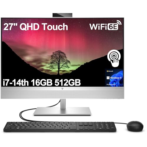Image of HP EliteOne 870 G9 All-in-One AIO Business Desktop Computer (27 inch 2K Touchscreen, Intel 20-Core i7-14700, 16GB DDR5, 512GB SSD) Wi-Fi 6E, BO Audio, 5MP Webcam, KB&Mouse, Wolf Security, Win 11 Pro