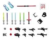 LEGO Star Wars Accessory and Weapons Pack - 8 Lightsabers, 8 Blasters, 2 Display Stands and More