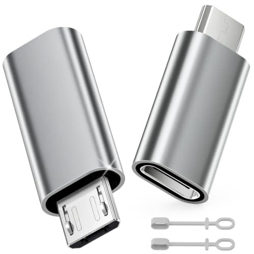 RFNAYK Adaptador USB C a Micro USB 2 Unidades, Adaptador Macho Micro USB a Hembra Type C para Galaxy S7 S7 Edge Mi A2 Lite LG K8 P Smart 2021 Enjoy 10/10e/20e