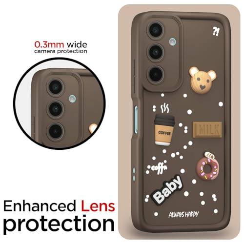 Image of Bintage Ball Bear| Donut| Milk Cake| Baby| Coffee Rubber Case Camera Protection Back Cover Compatible for Samsung Galaxy A16 5G - Brown