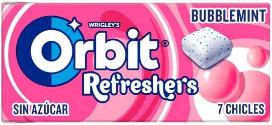 Orbit Refreshers, Chicles Sin Azúcar Bubblemint, en formato gragea en pack de bolsillo (16 x 7 chicles)