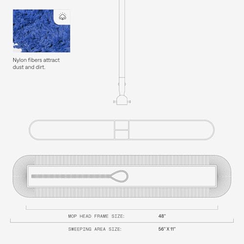 Image of 48 Inch Blue Commercial Dust Mop & Floor Sweeper with Extendable Handle - Mop for Hardwood, Tile, and Concrete Floor Cleaning