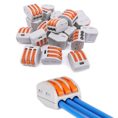 Kabelklemmen Elektro 60 Stück Set Kabelverbinder Klemme mit Betätigungshebel Lüsterklemmen Steckbar 4mm² Leiter Klemme für Feste Kabe 3 Leiter Verbindungsklemme Elektrische Anschlussblöcke