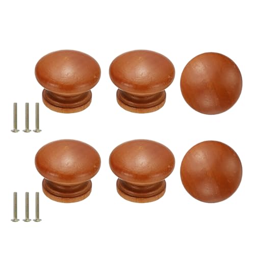 sourcing map 6Pcs Drawer Knobs, Round Dresser Pulls, Decorative Drawer Knobs with M4 x 22mm Screw for Cupboard Wardrobe, Dark Brown